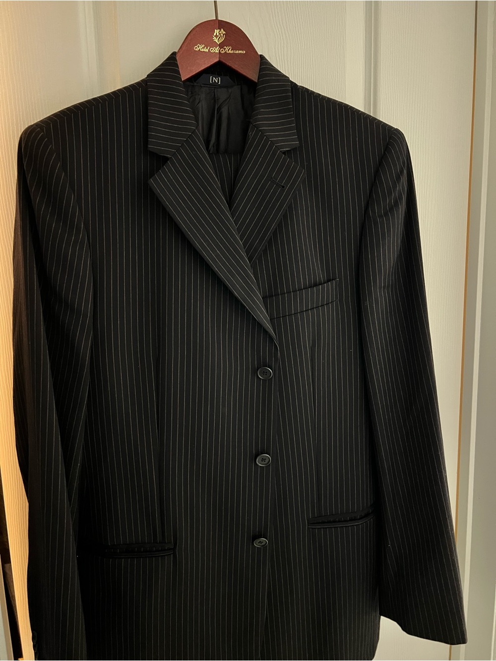 Men's Black Pinstripe Suit Blazer